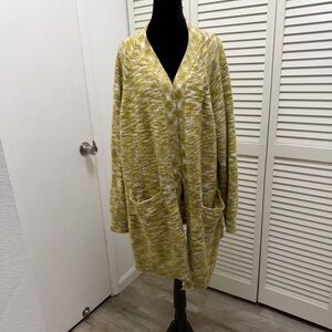 Lane Bryant Marled Yellow Cardigan Sweater